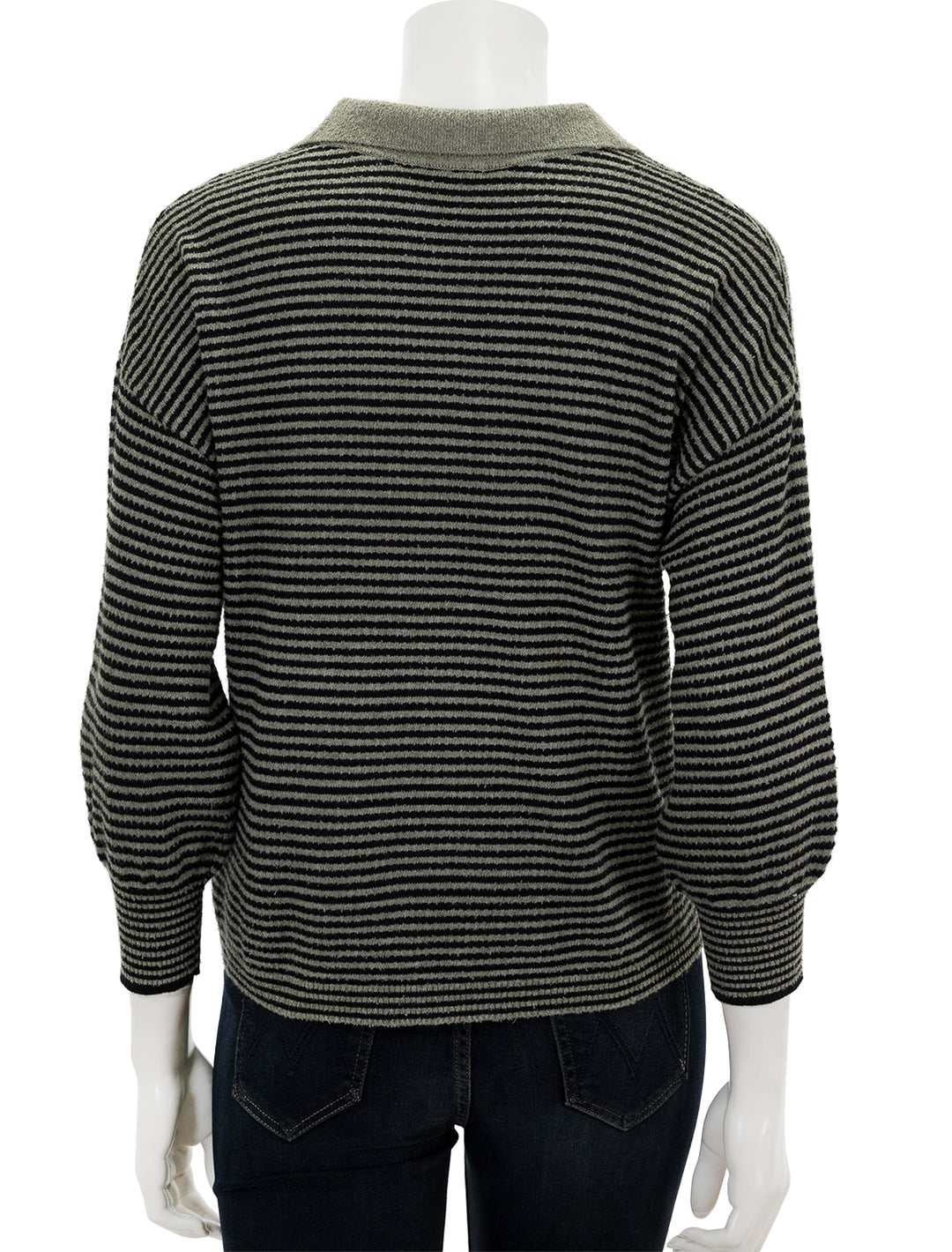 Back view of Lilla P.'s easy polo sweater.
