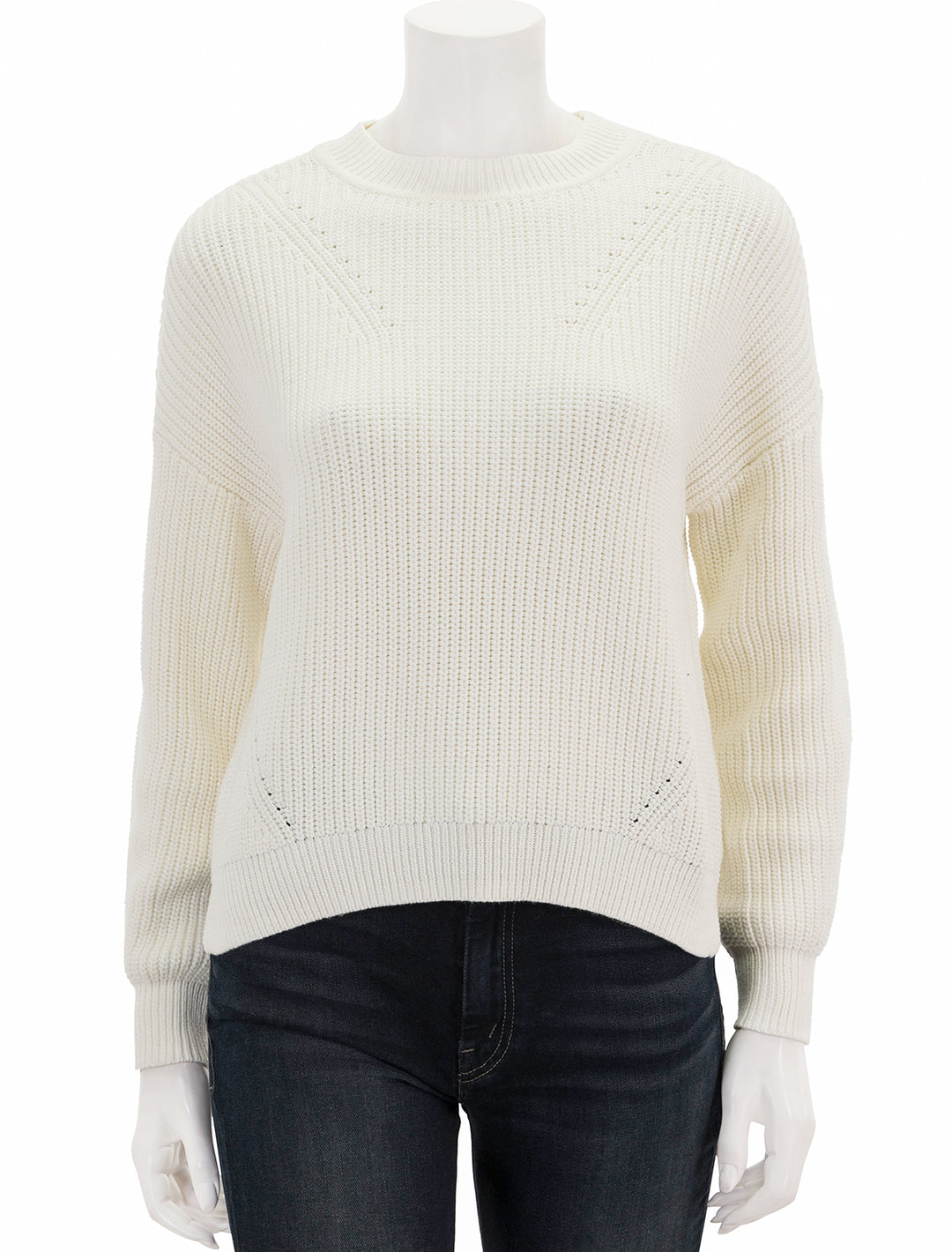 Front view of Lilla P.'s oversized rib pullover sweater in ivory.