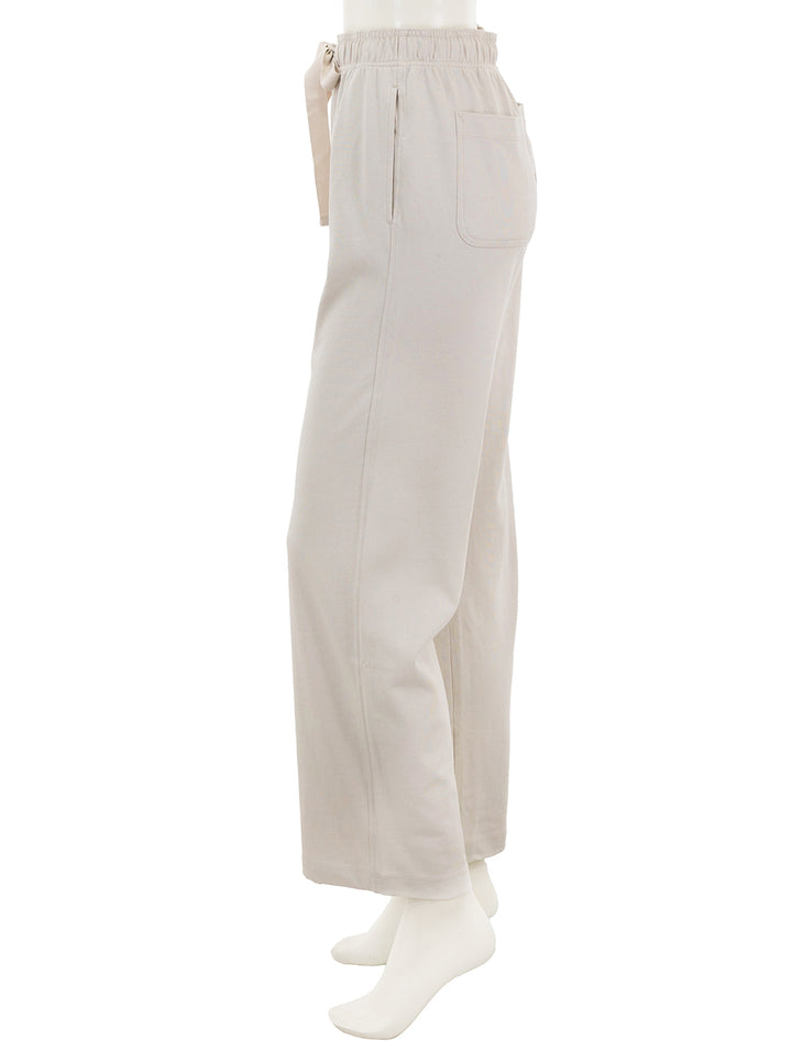 Side view of Lilla P.'s drawcord pant in alabaster.