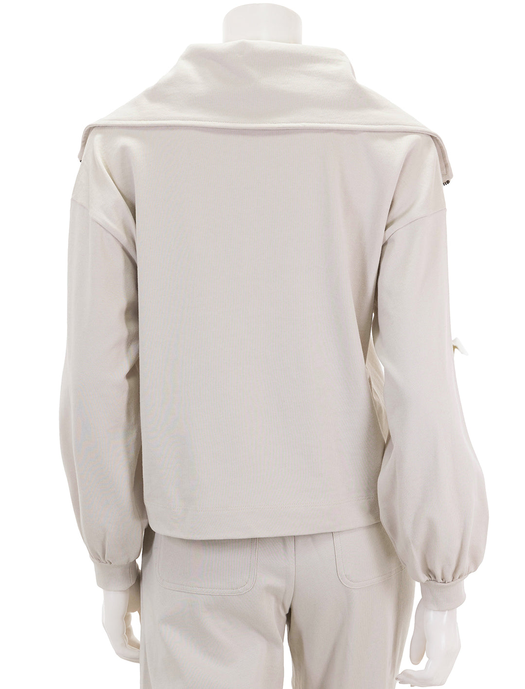 Back view of Lilla P.'s full sleeve half zip pullover in alabaster.