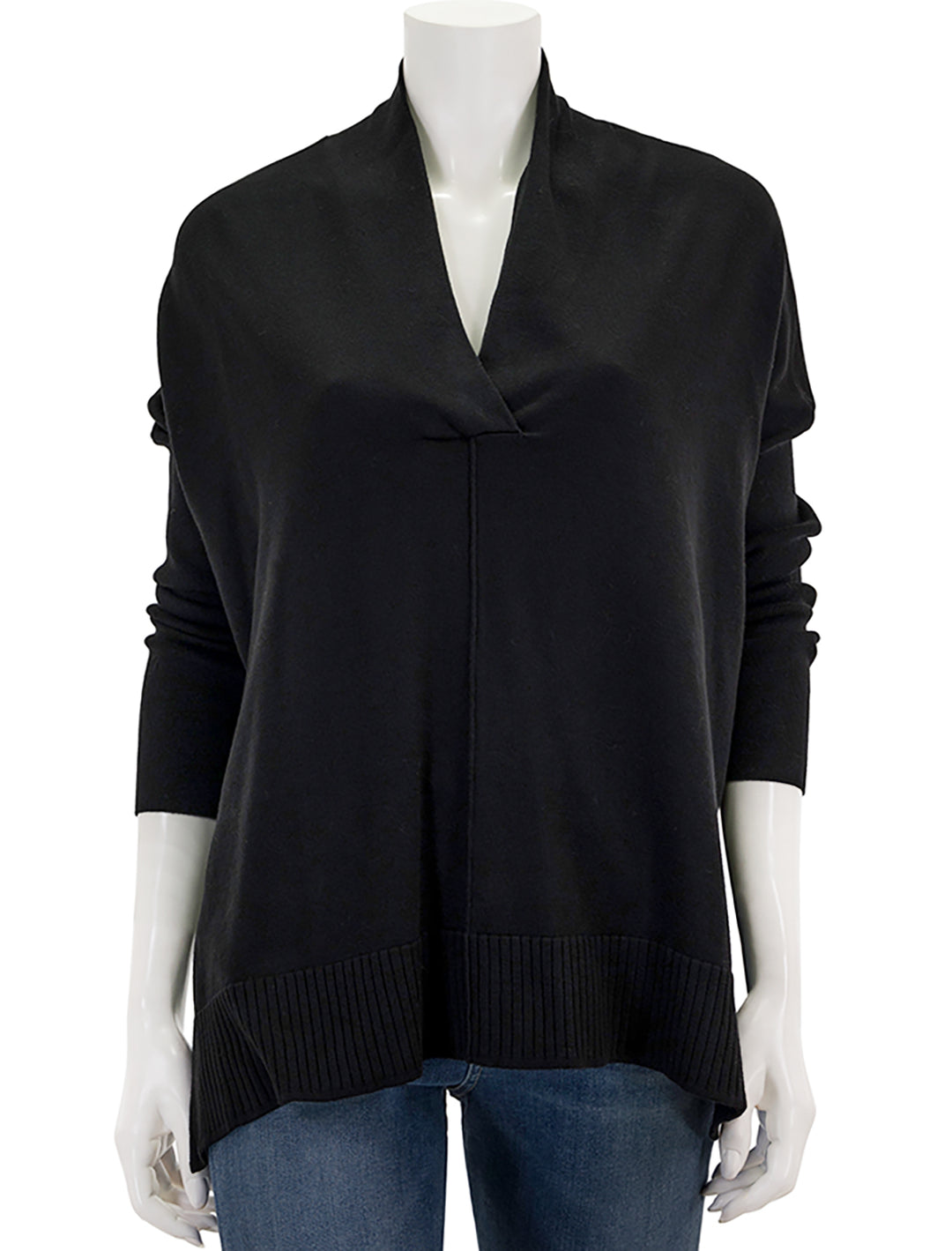 oversized shawl collar sweater in black – Twigs