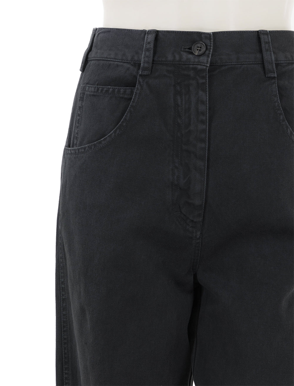 Close-up view of Nili Lotan's aaron pant in carbon.