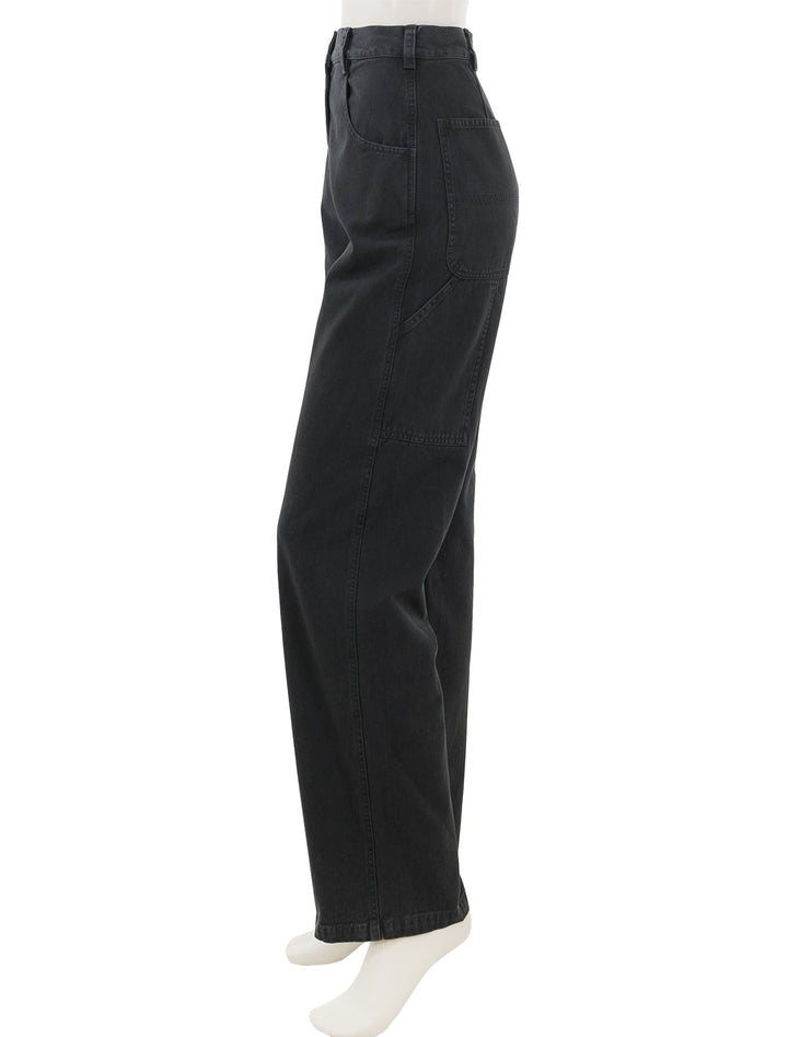 Side view of Nili Lotan's aaron pant in carbon.