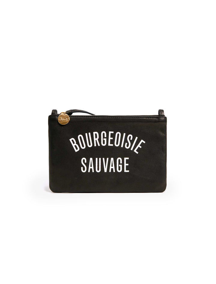 Front view of Clare V.'s bourgeoisie sauvage wallet clutch with tabs.