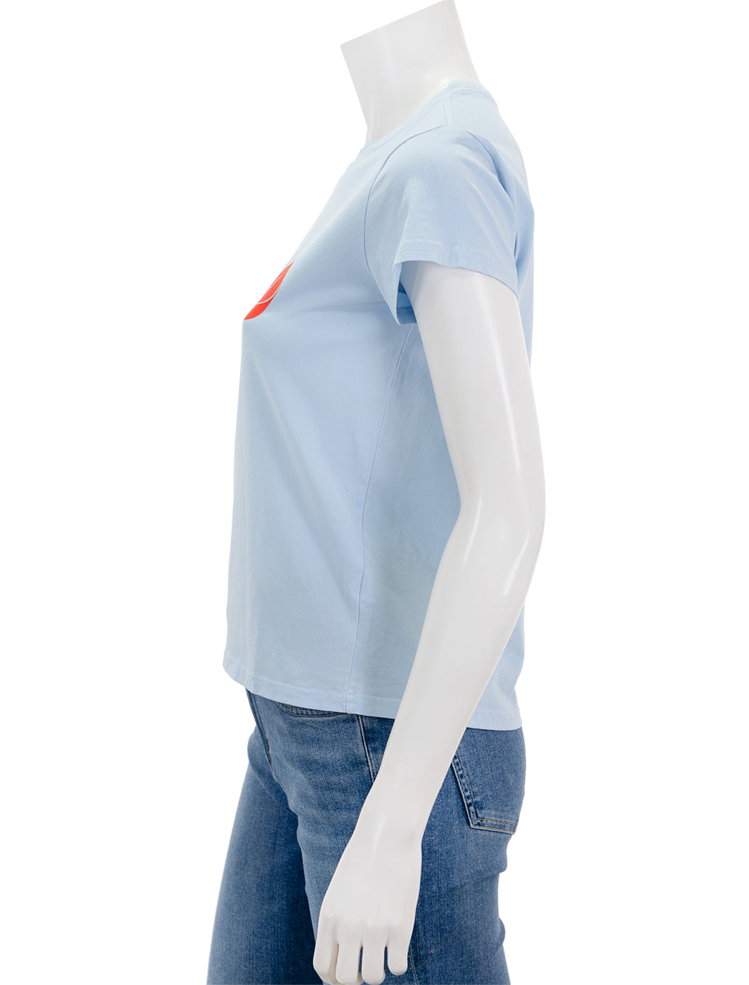 Side view of Clare V.'s apero light blue classic tee.