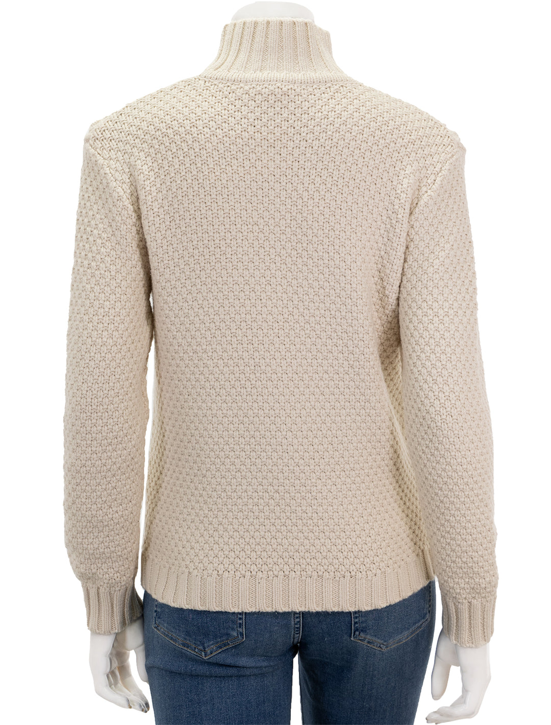 Back view of Splendid's maggie turtleneck sweater in white sand.