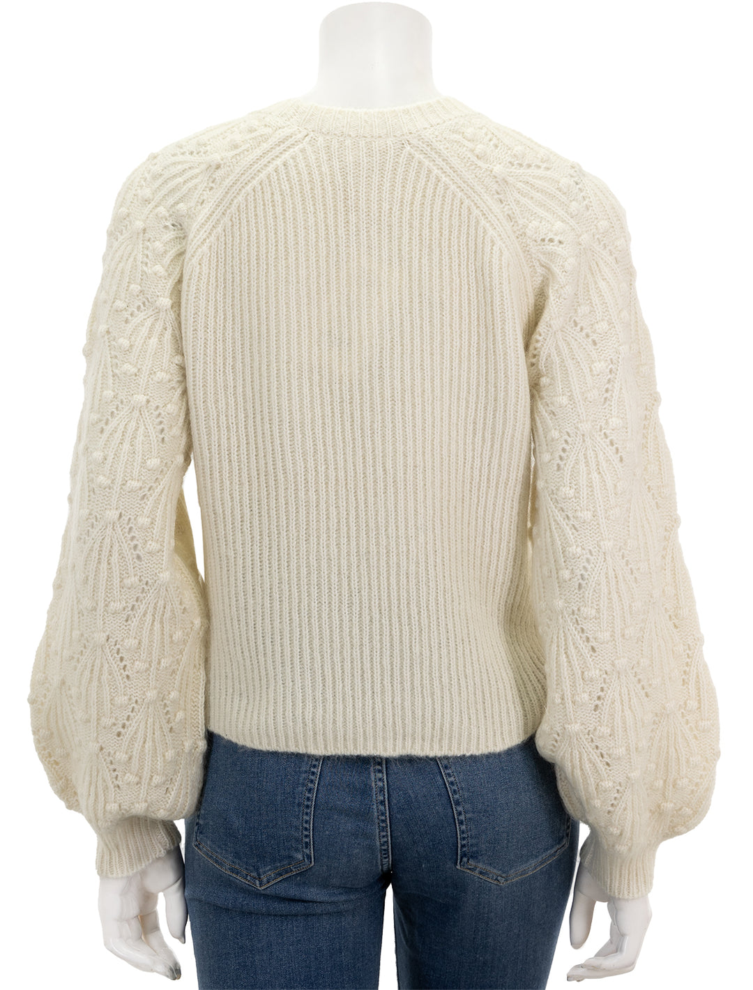 Back view of Splendid's rayne sweater in snow.