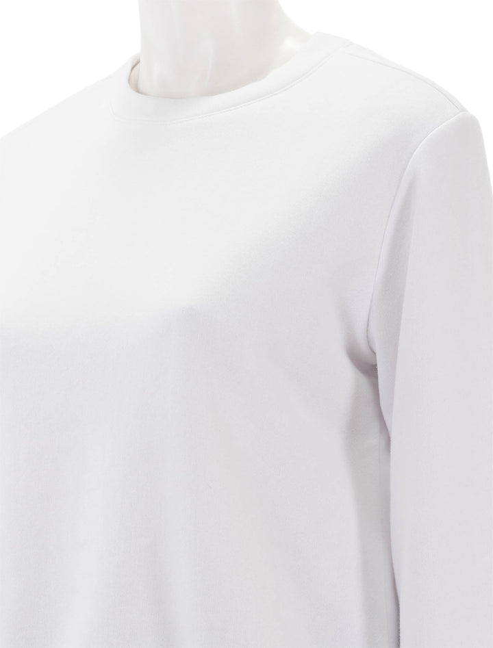Close-up view of Splendid's nori scallop trim sweatshirt in white.