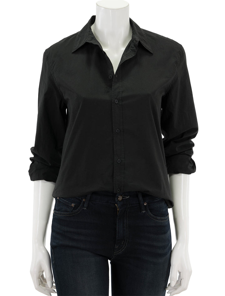 Front view of Nili Lotan's raphael classic shirt in black.