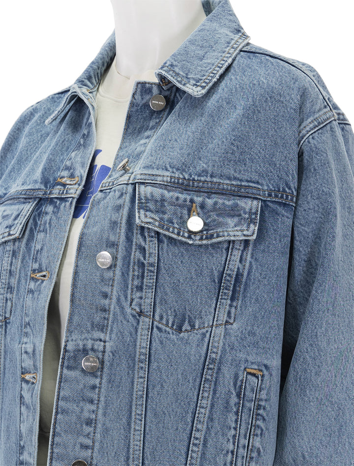 Close-up view of Anine Bing's rory jacket in vintage blue.