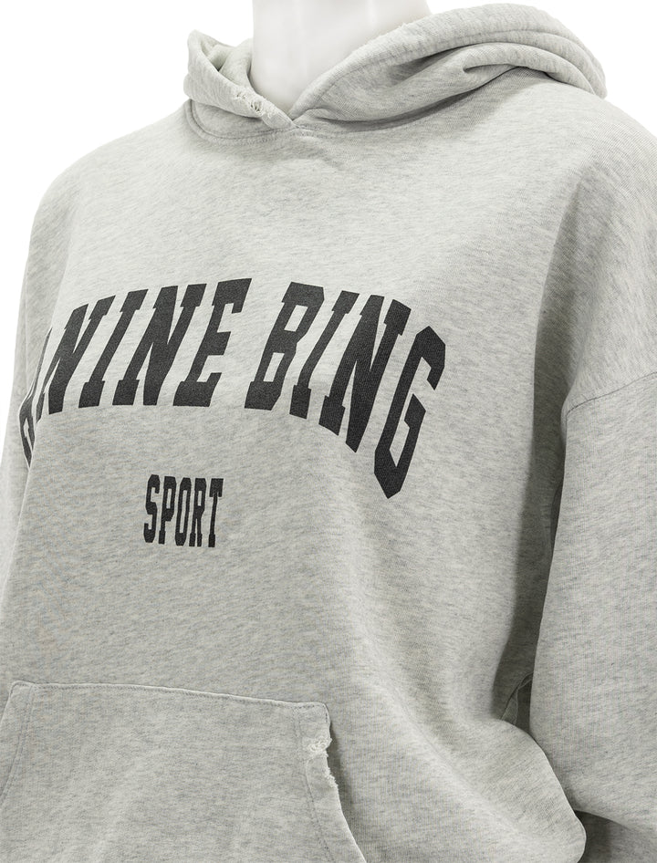 Close-up view of Anine Bing's harvey sweatshirt in heather grey.