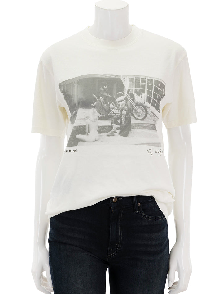 Front view of Anine Bing's lili tee vintage rolling stones.
