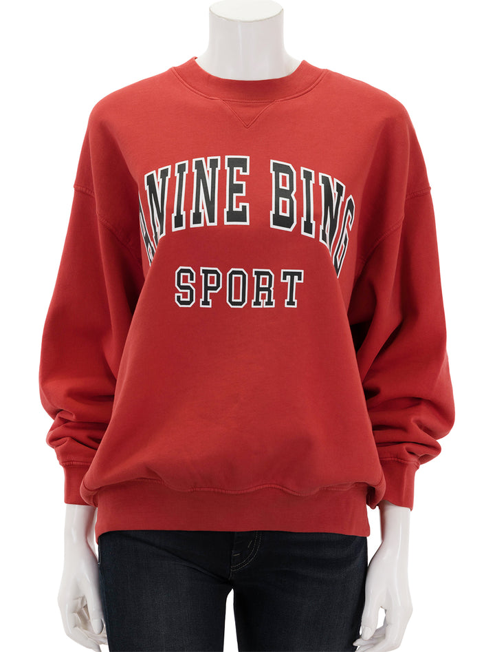 Front view of Anine Bing's jaci sweatshirt in red.