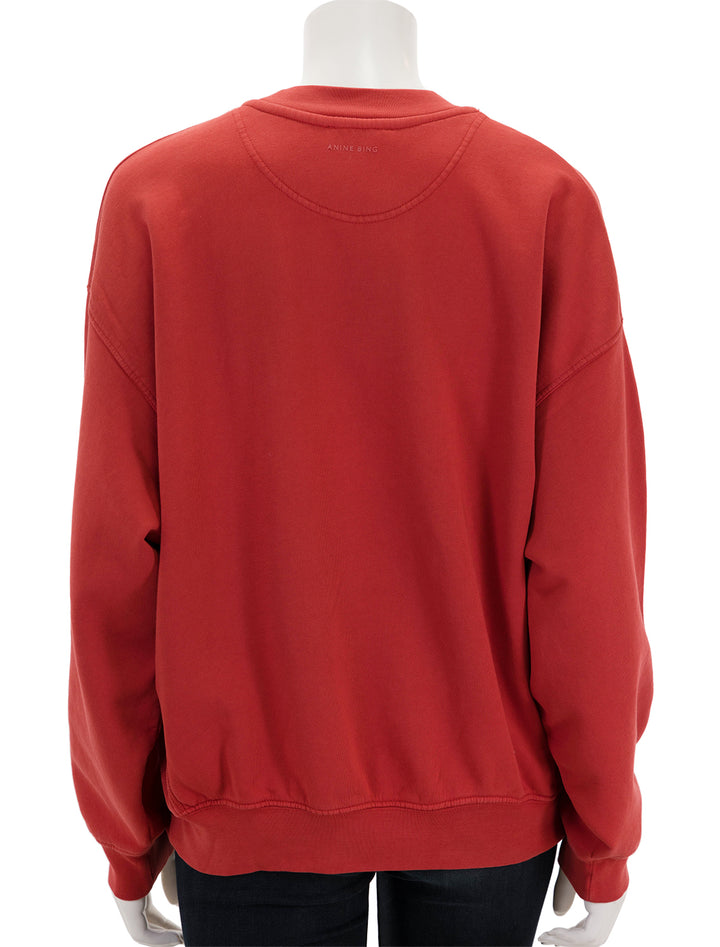Back view of Anine Bing's jaci sweatshirt in red.