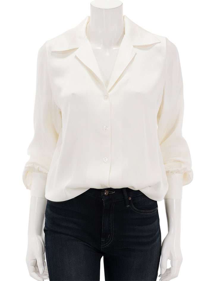 Front view of Anine Bing's mylah shirt in pearl.
