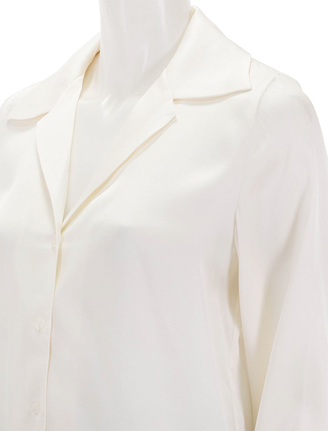 Close-up view of Anine Bing's mylah shirt in pearl.