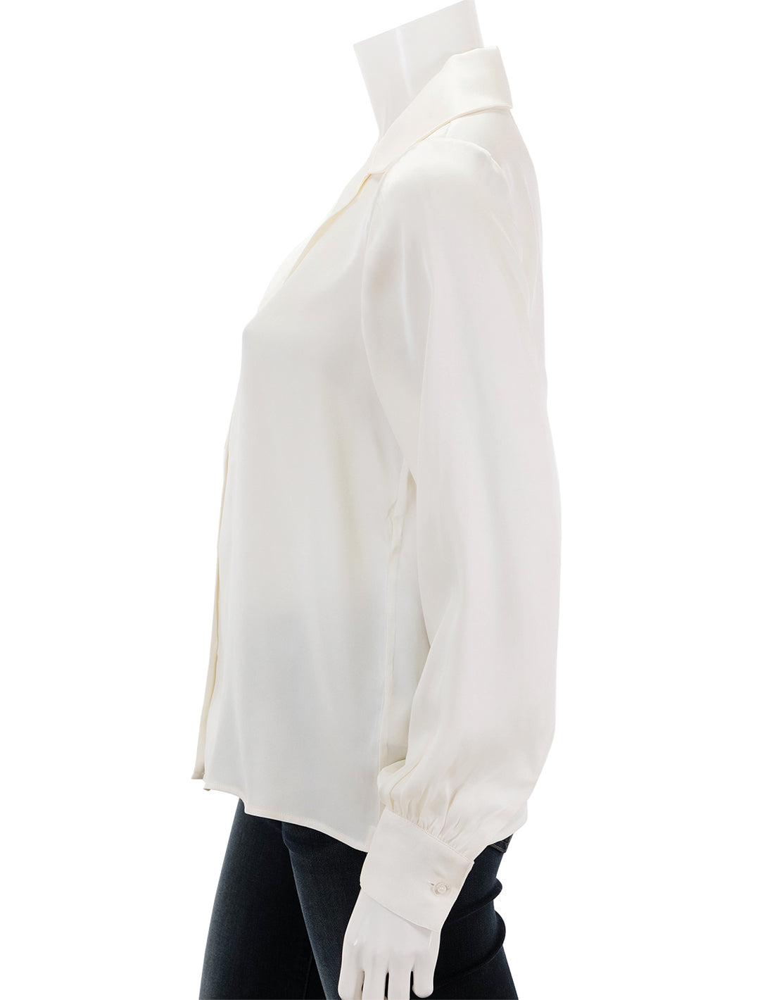 Side view of Anine Bing's mylah shirt in pearl.