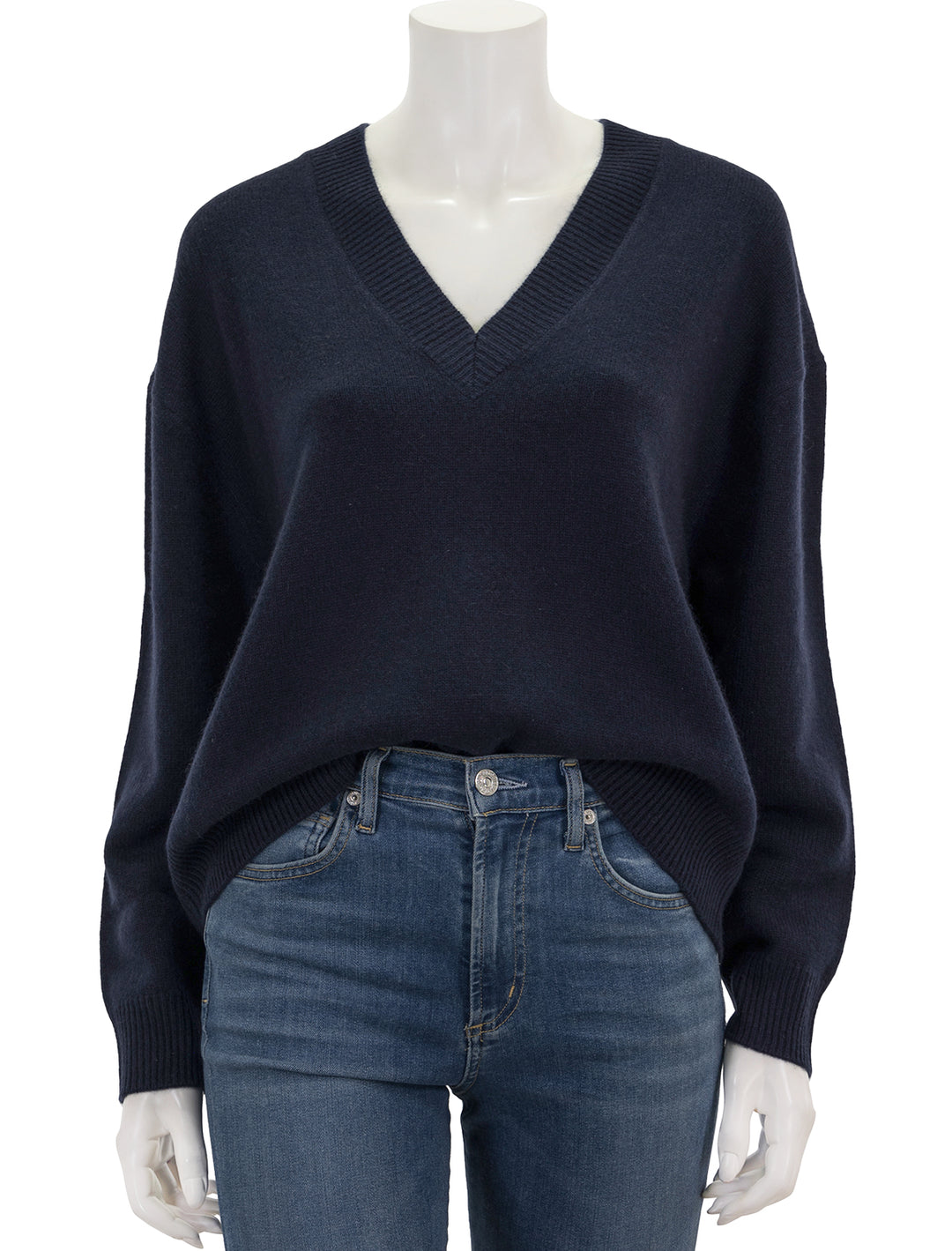 Front view of Anine Bing's lee sweater in deep navy.