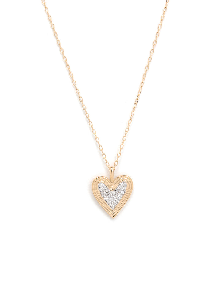 Front view of Adina Reyter's 14k make your move pave heart necklace.