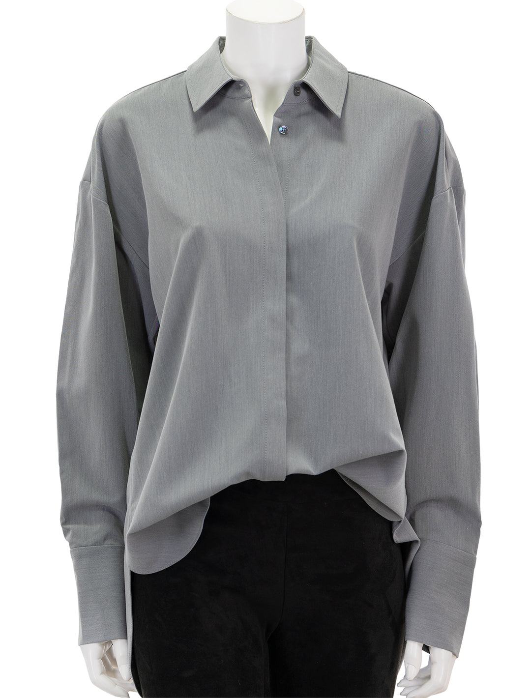 Front view of STAUD's colton shirt in heather grey.