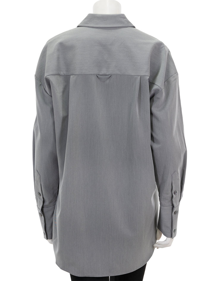 Back view of STAUD's colton shirt in heather grey.