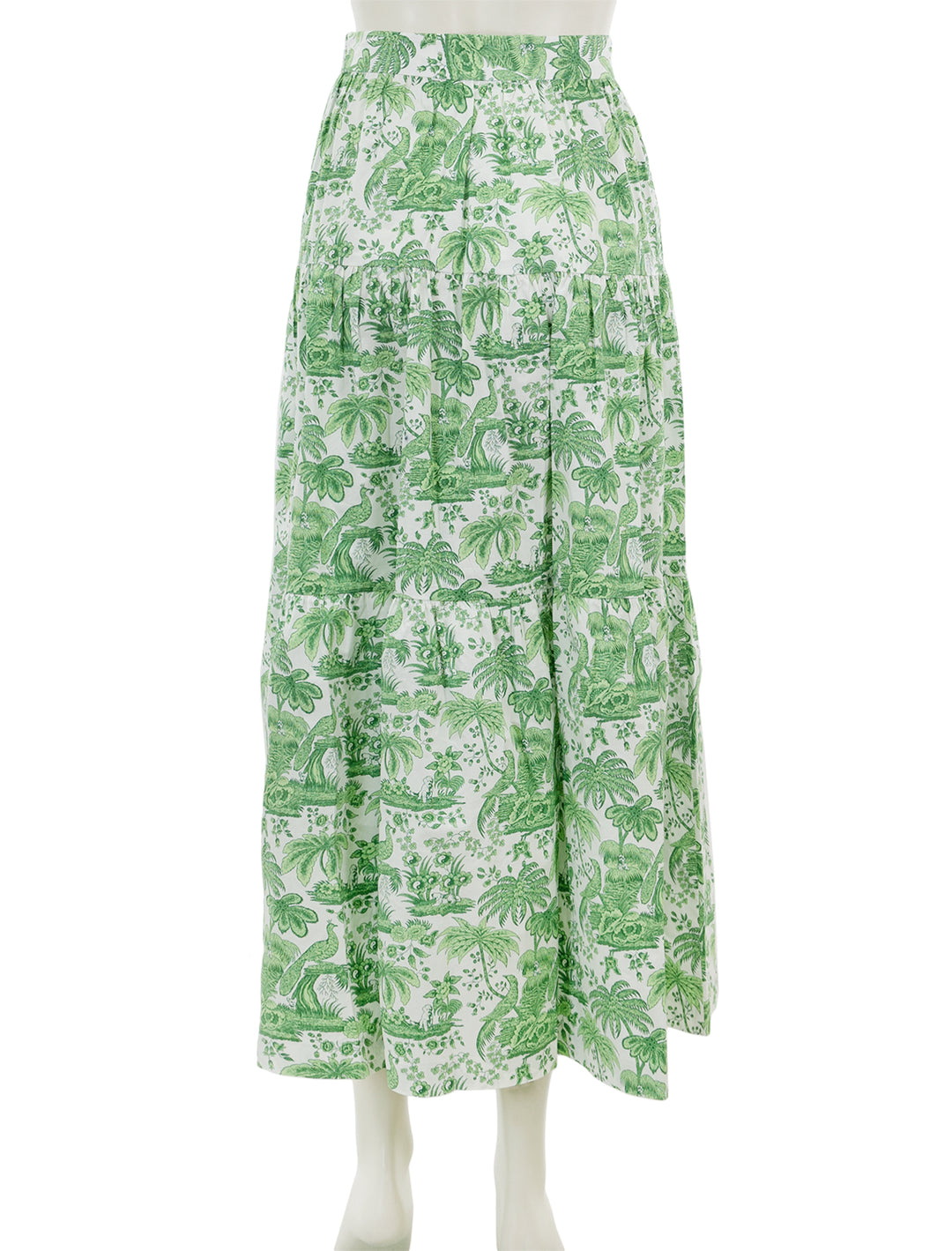 Back view of STAUD's sea skirt in clover toile.