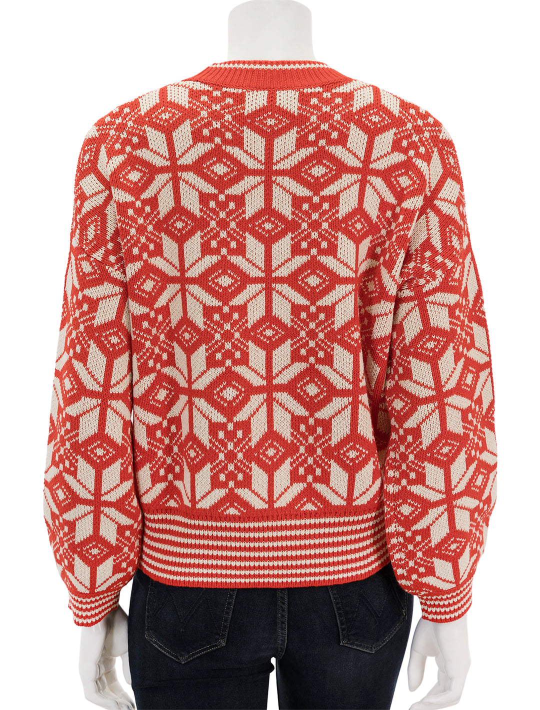 Back view of The Great's the snowflake pullover in alpine spice.