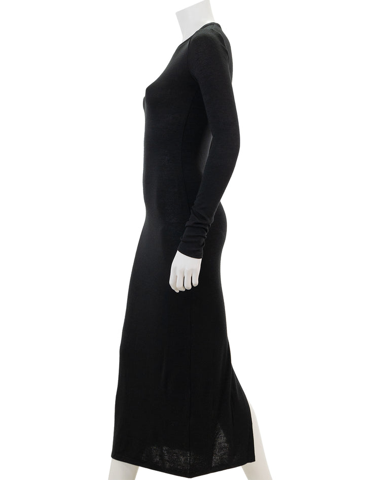 Side view of Rag & Bone's the knit crew maxi dress in black.