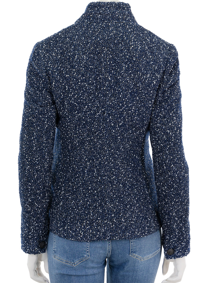 Back view of Rag & Bone's slade tweed blazer in blue.
