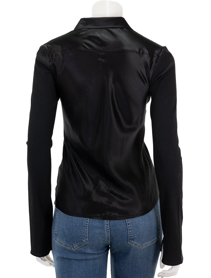 Back view of Rag & Bone's the ribbed mix media button down in black.