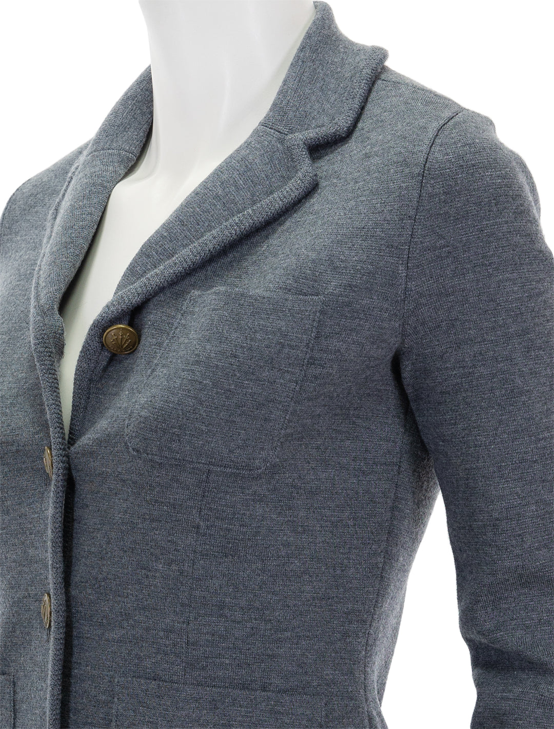 Close-up view of Rag & Bone's abigail blazer in charcoal.