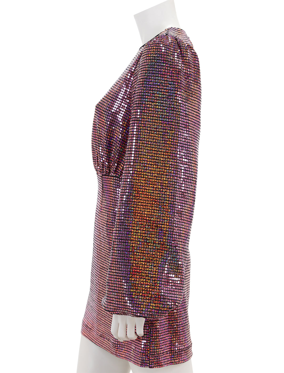 Side view of RHODE's isa disco dress.