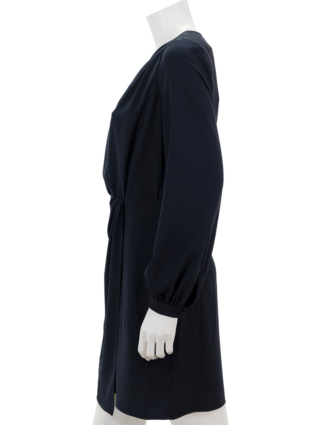 Side view of Veronica Beard's patrizia dress in dark navy.