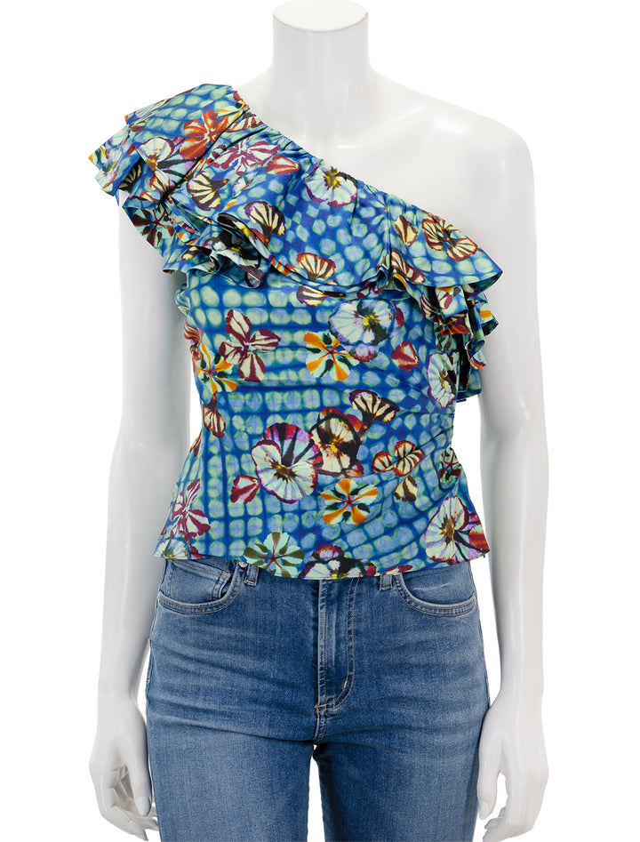 Front view of Ulla Johnson's adaleigh top in azul.
