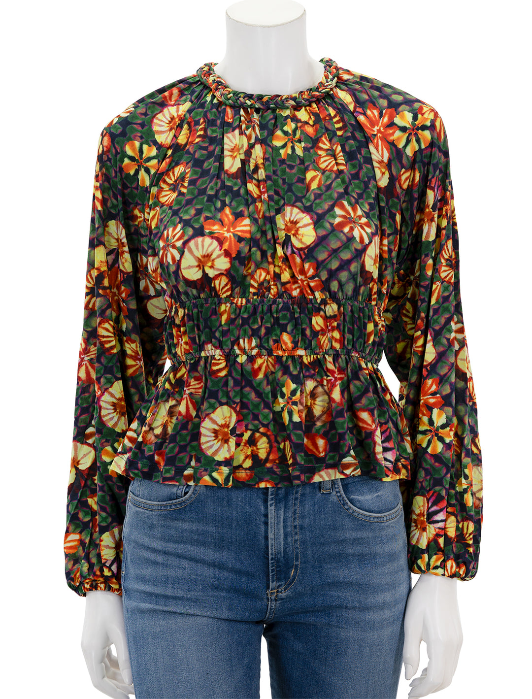 Front view of Ulla Johnson's ceres blouse in evergreen.