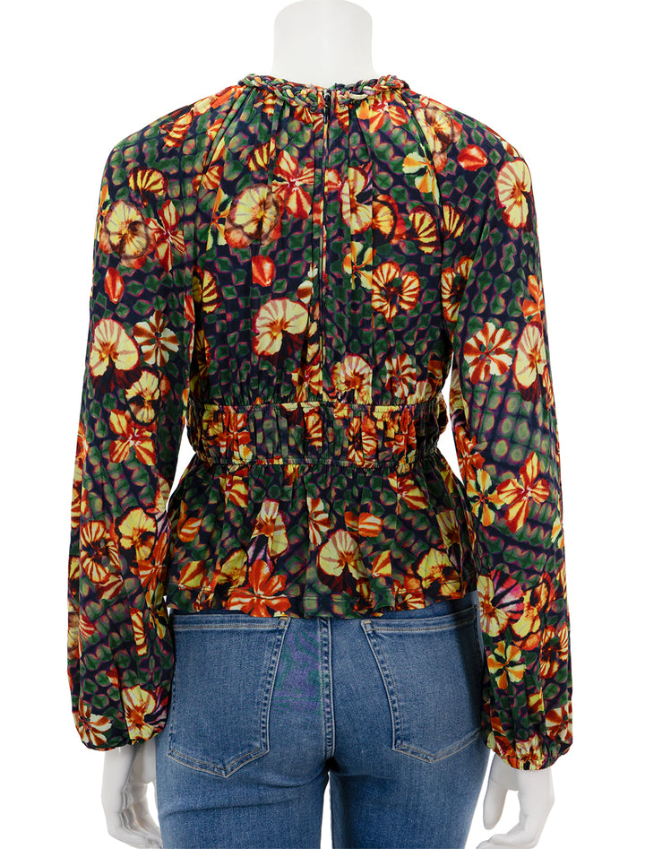 Back view of Ulla Johnson's ceres blouse in evergreen.