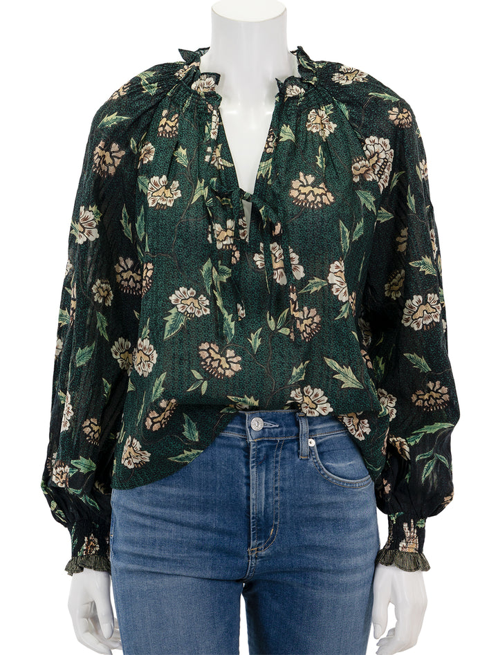 Front view of Ulla Johnson's kaitlyn blouse in balsam.