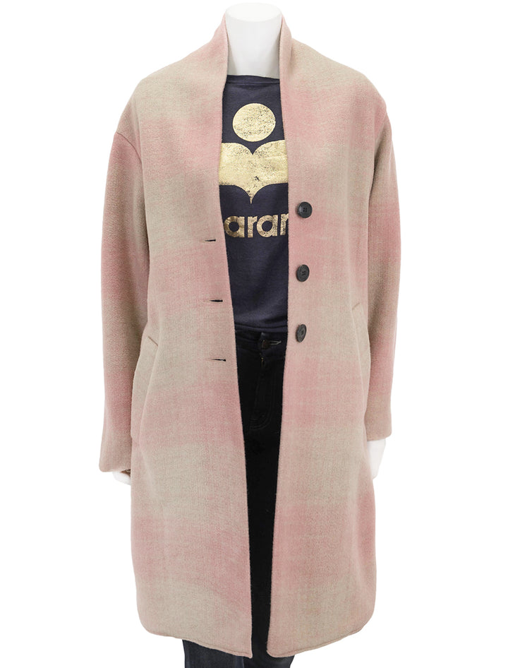 Front view of Isabel Marant Etoile's Gabriel Coat in Light Pink.