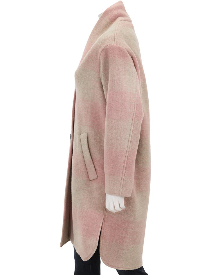 Side view of Isabel Marant Etoile's Gabriel Coat in Light Pink.