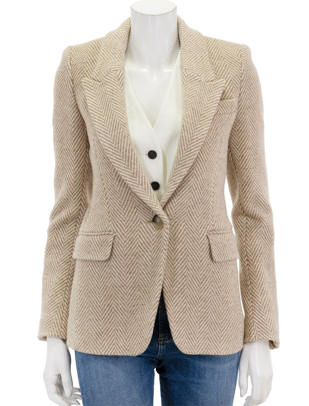 Front view of Isabel Marant Etoile's kerstin blazer in toffee, buttoned.
