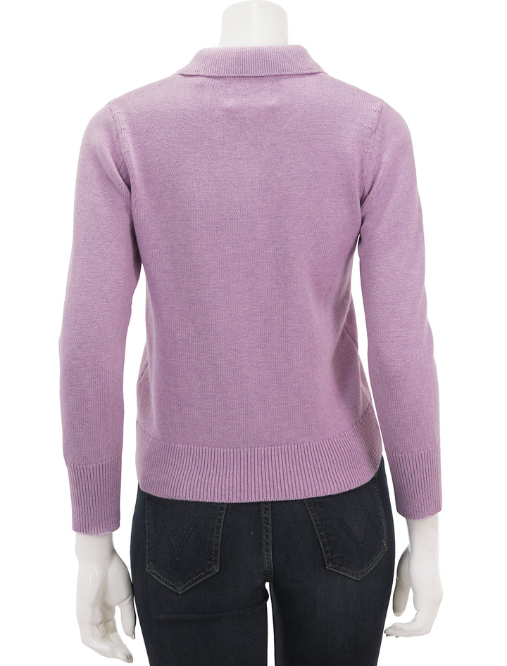 Back view of Isabel Marant Etoile's nola polo pullover in lilac.