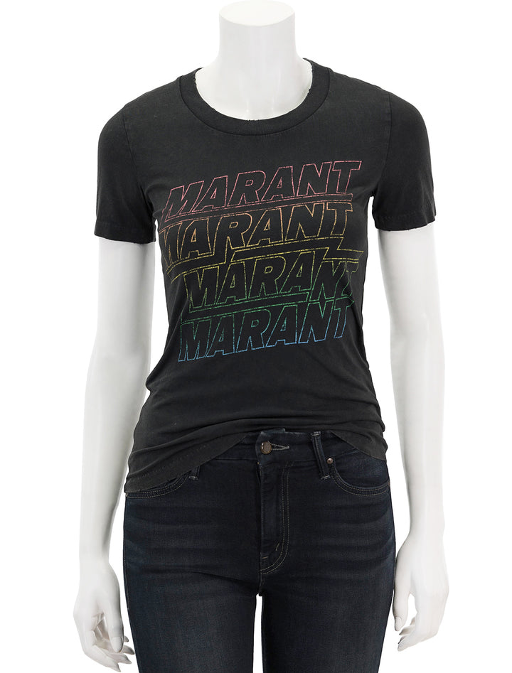 Front view of Isabel Marant Etoile's ziliani tee in faded black.