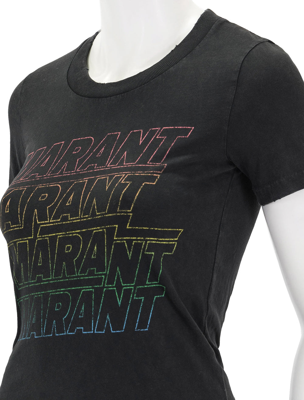 Close-up view of Isabel Marant Etoile's ziliani tee in faded black.
