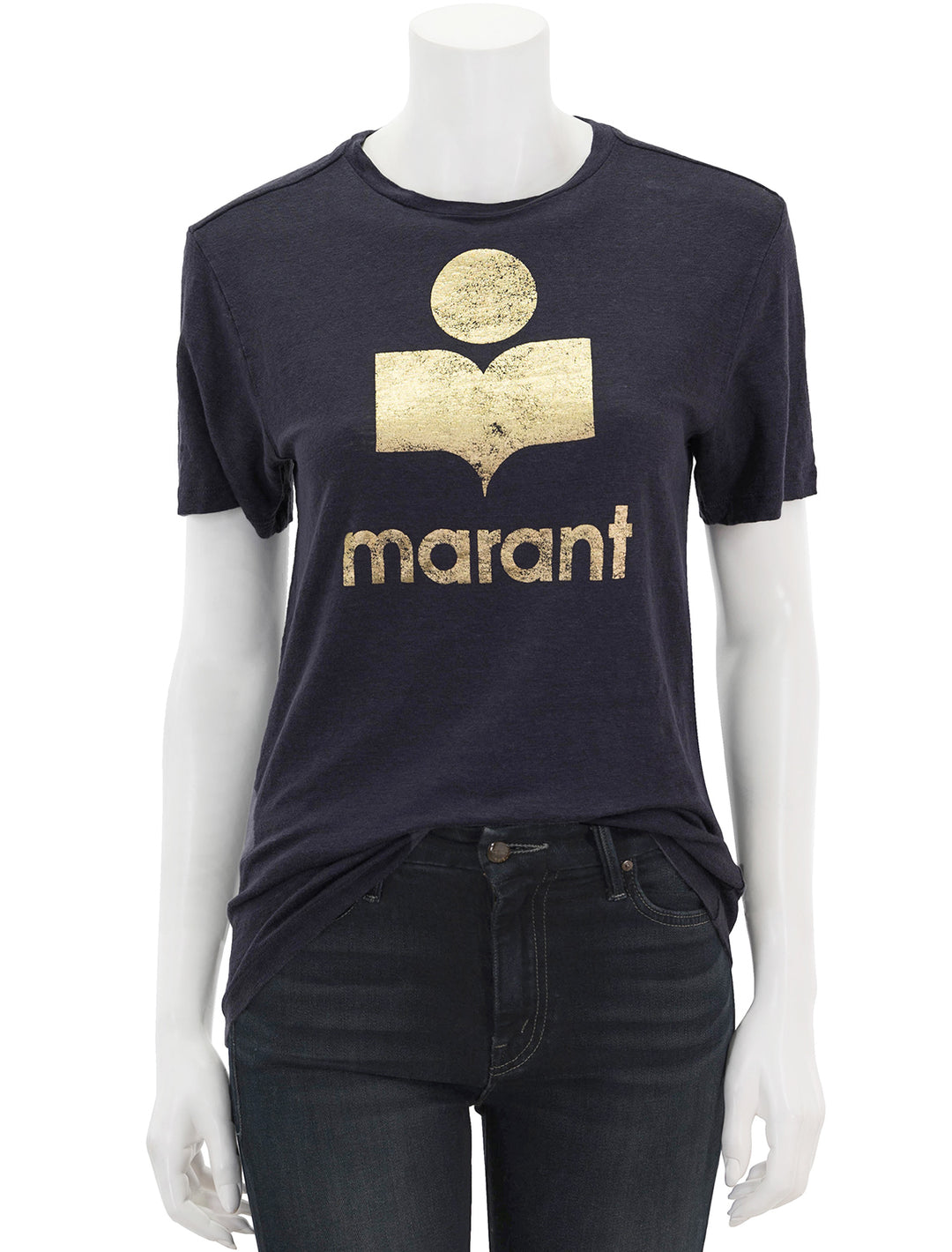 Front view of Isabel Marant Etoile's zewel tee in faded night and gold.
