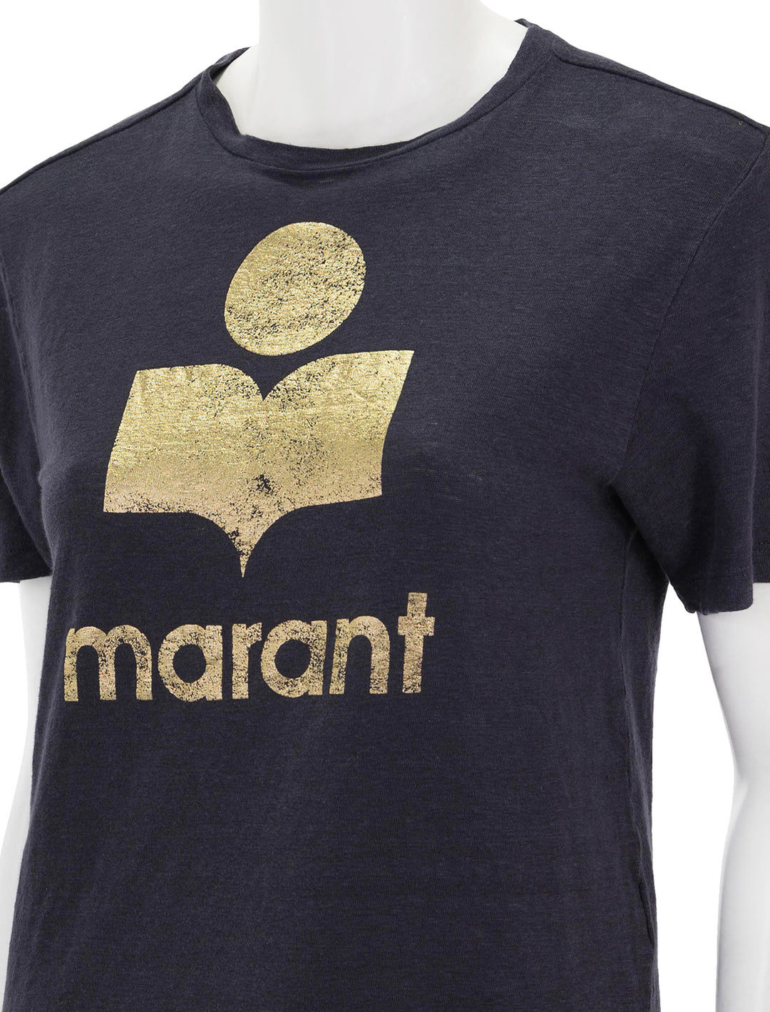 Close-up view of Isabel Marant Etoile's zewel tee in faded night and gold.