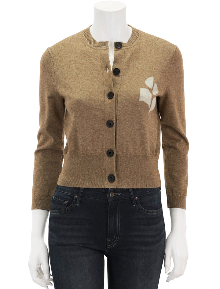 Front view of Isabel Marant Etoile's newton cardi in camel.
