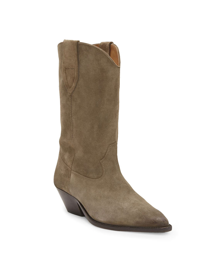 Front angle view of Isabel Marant Étoile's Duerto Boot in Taupe.