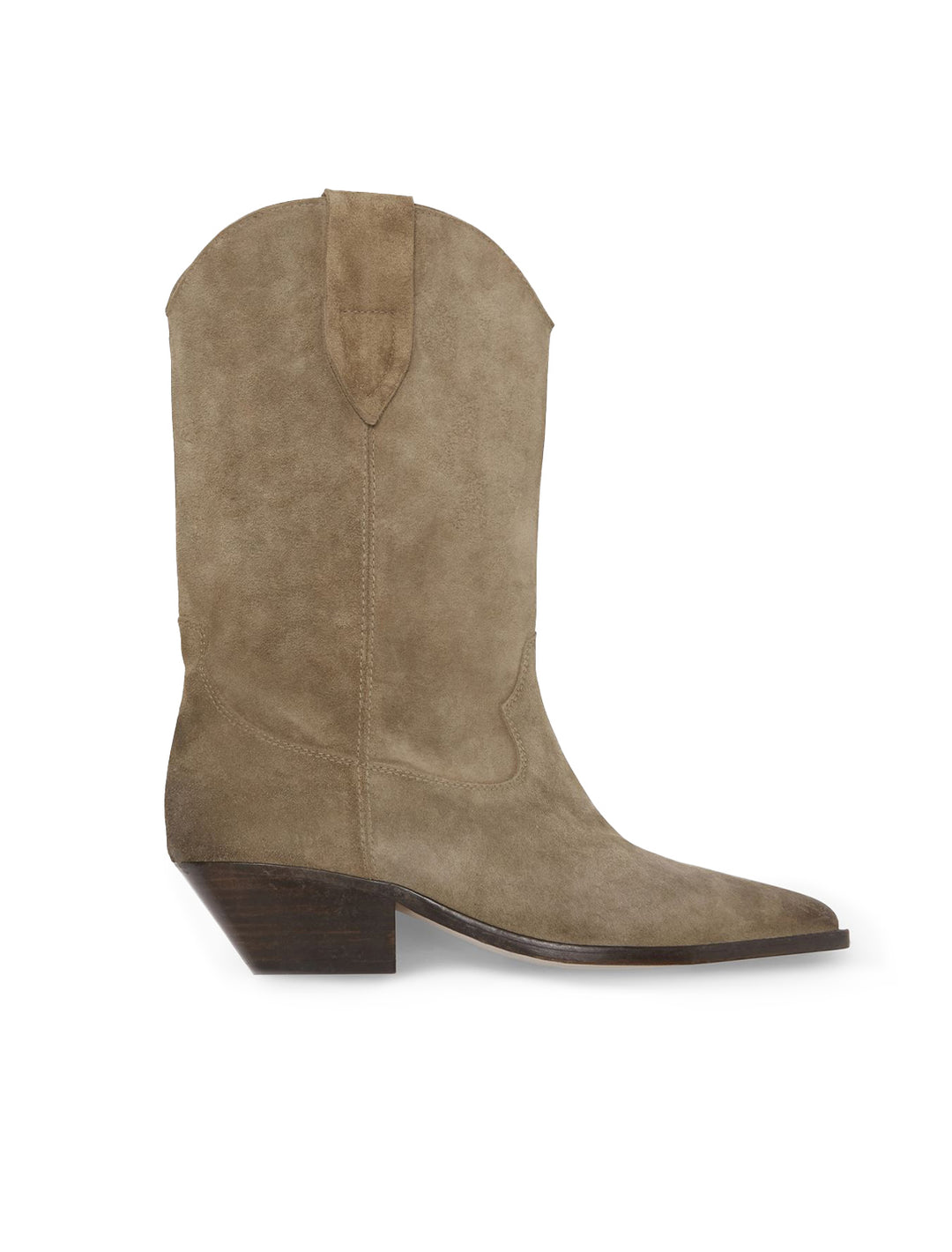Side view of Isabel Marant Étoile's Duerto Boot in Taupe.