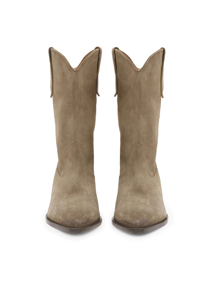 Front view of Isabel Marant Étoile's Duerto Boot in Taupe.