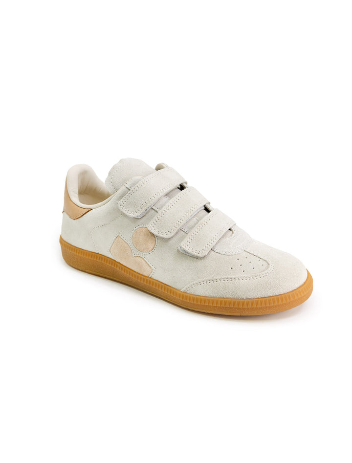Front angle view of Isabel Marant Etoile's Beth Sneaker in Chalk and Beige.